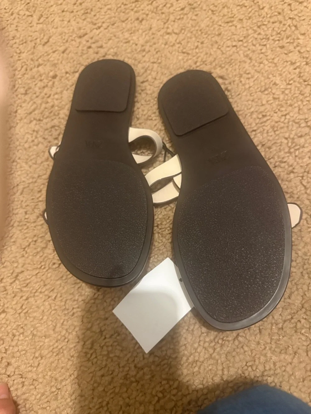 ZARA Cream Double-Buckle Slide Sandals with Gold Hardware - Picture 3 of 4